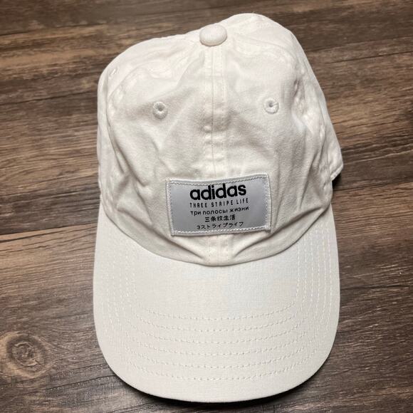 Adidas Originals Three Stripe Life Unisex Patch Dad Hat Strapback Cap Cream OS - Picture 3 of 6